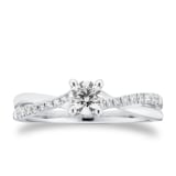 Goldsmiths Platinum 0.50cttw Diamond Twist Diamond Set Shoulder Engagement Ring