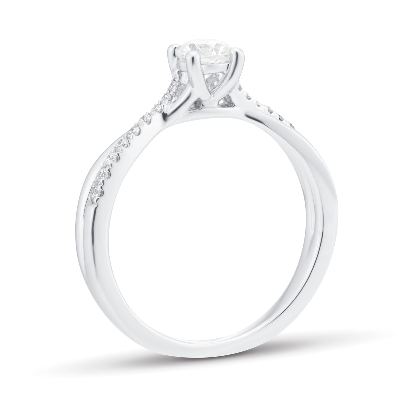 Goldsmiths Platinum 0.50cttw Diamond Twist Diamond Set Shoulder Engagement Ring