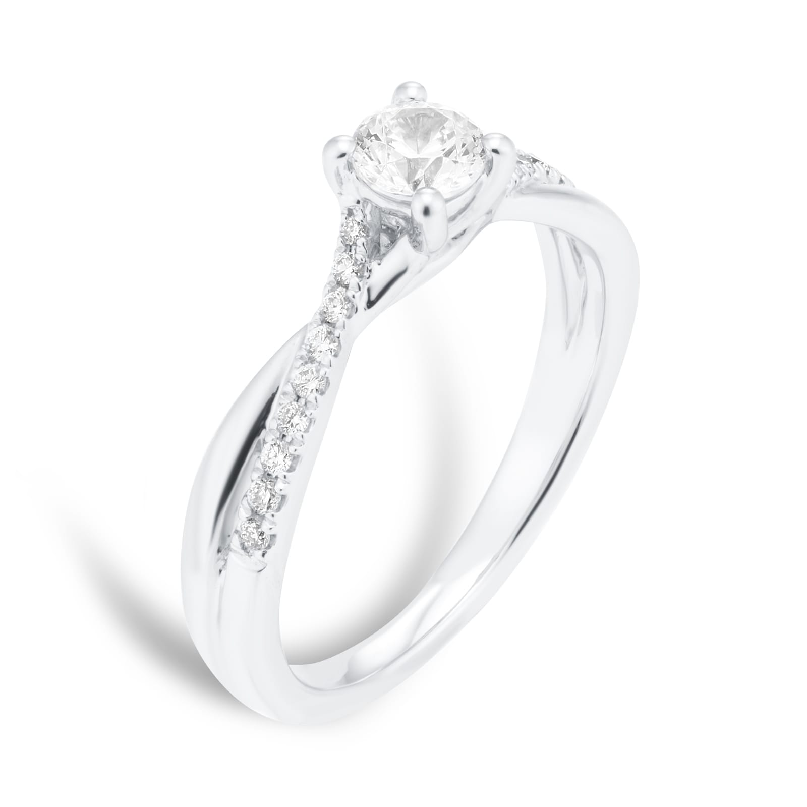 Goldsmiths Platinum 0.50cttw Diamond Twist Diamond Set Shoulder Engagement Ring