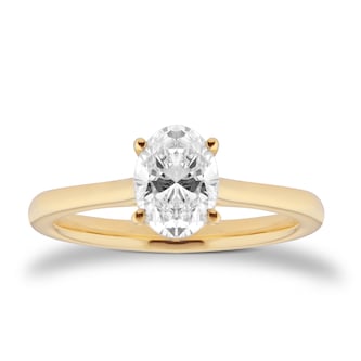 Goldsmiths 18ct Yellow Gold 1.00cttw Oval Cut Diamond Solitaire Engagement Ring