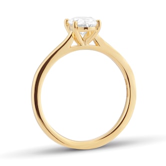Goldsmiths 18ct Yellow Gold 0.90cttw Oval Cut Diamond Solitaire Engagement Ring