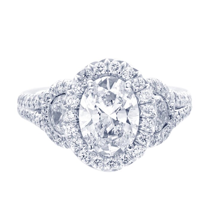 JB Star Platinum 3.08cttw Oval Cut Halo Engagement Ring -Ring Size 6.5
