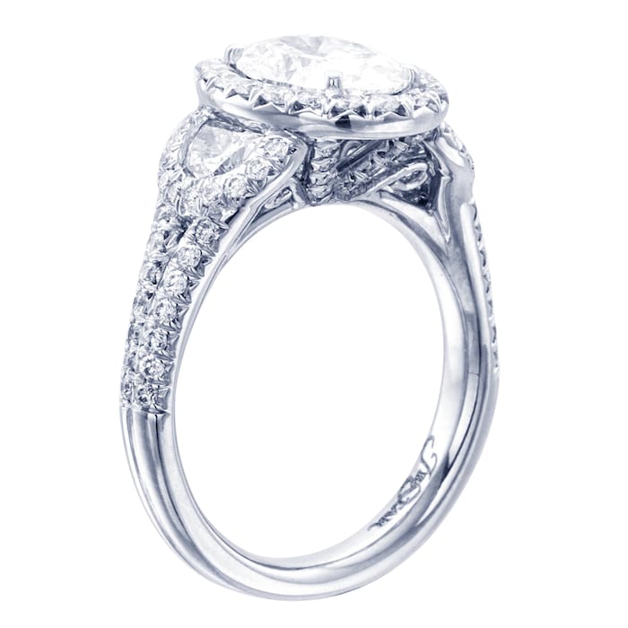 JB Star Platinum 3.08cttw Oval Cut Halo Engagement Ring -Ring Size 6.5