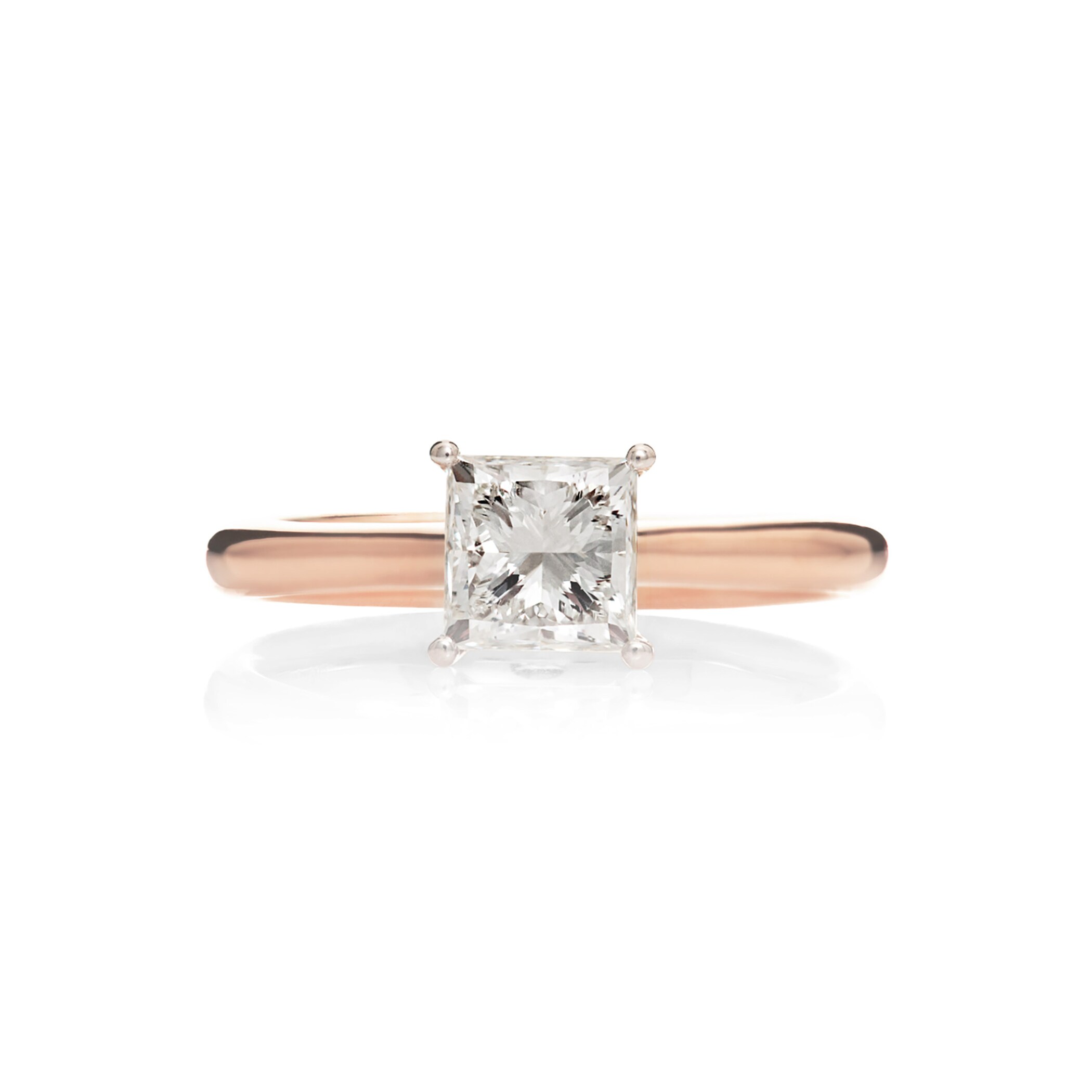 Mayors 18ct Rose Gold 1.00cttw Princess Cut Engagement Ring - Ring Size 4.5