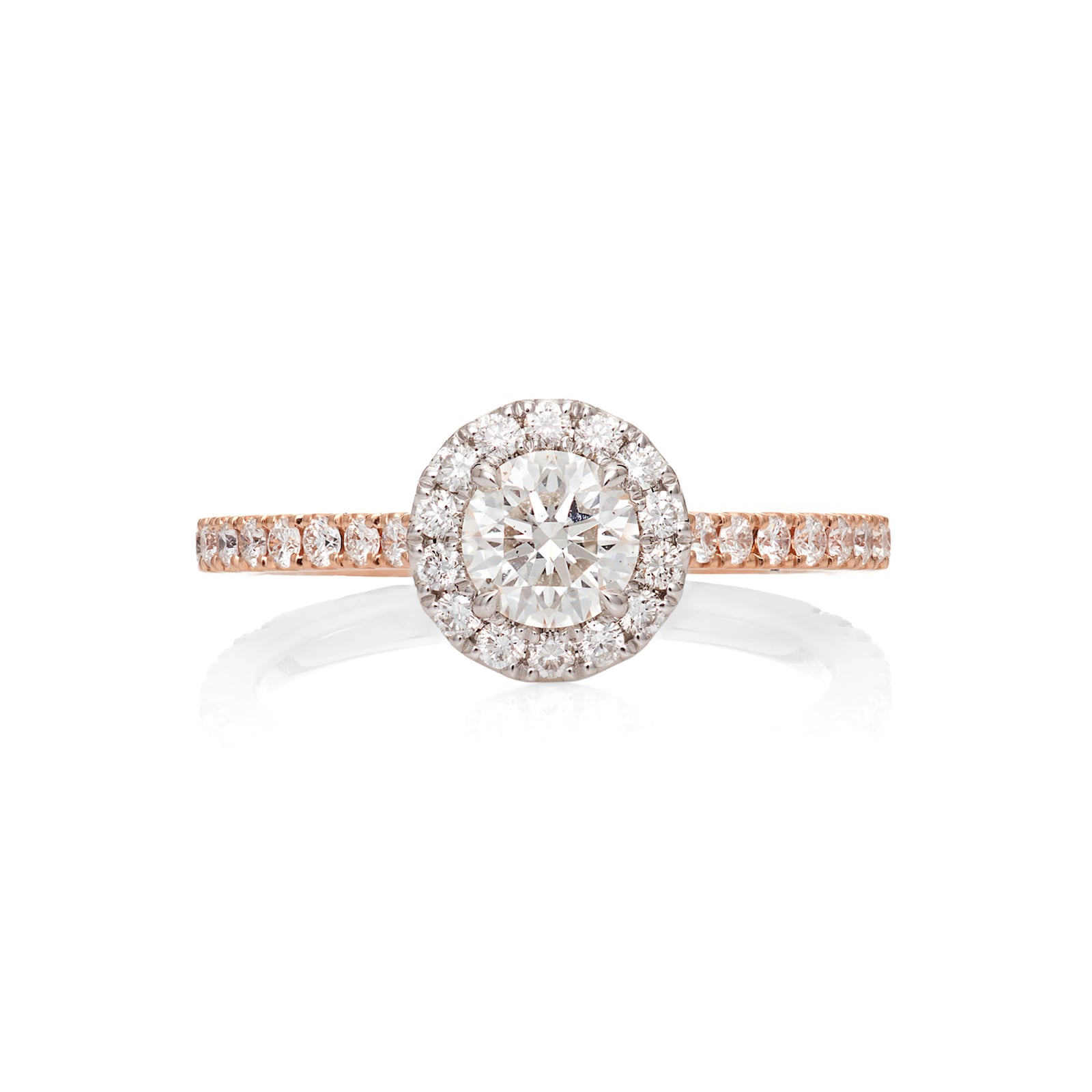 Mayors 18ct Rose Gold 0.95cttw Single Halo Engagement Ring (H/SI1)