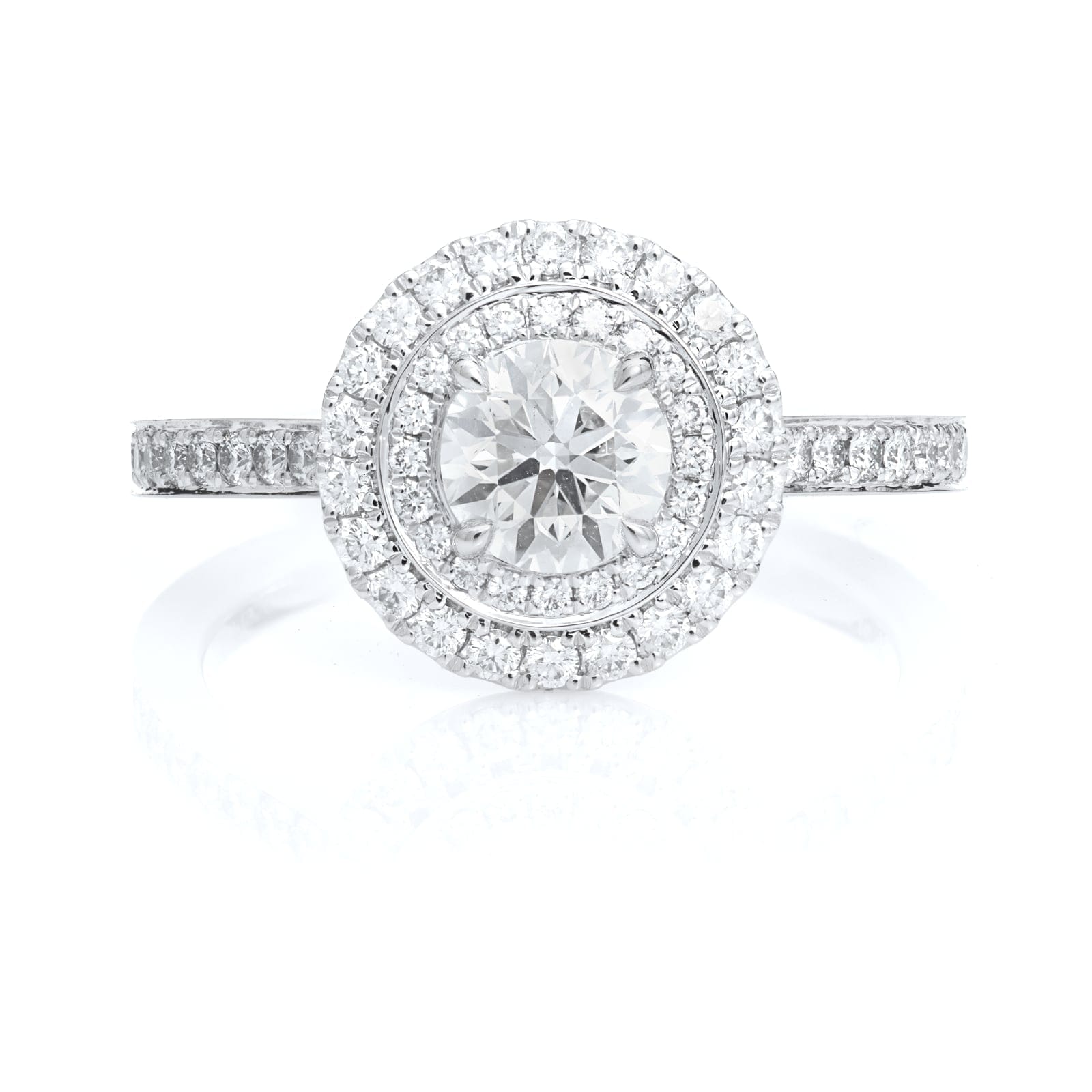 Mayors Platinum 1.20ct Round Double Halo Engagement Ring (H/SI1)