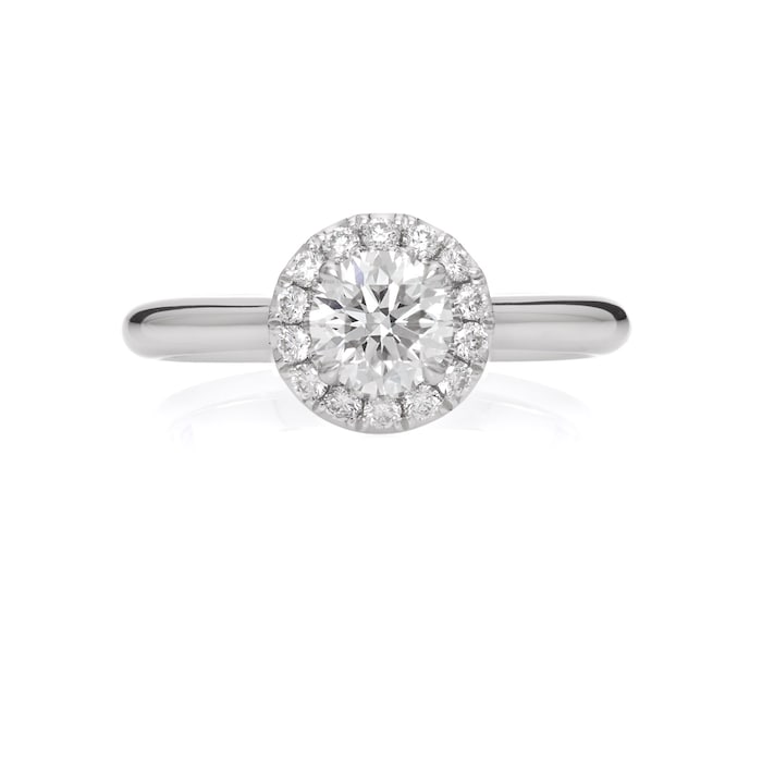 Mayors Platinum 0.75ct Round Halo Engagement Ring - Ring Size 6.5