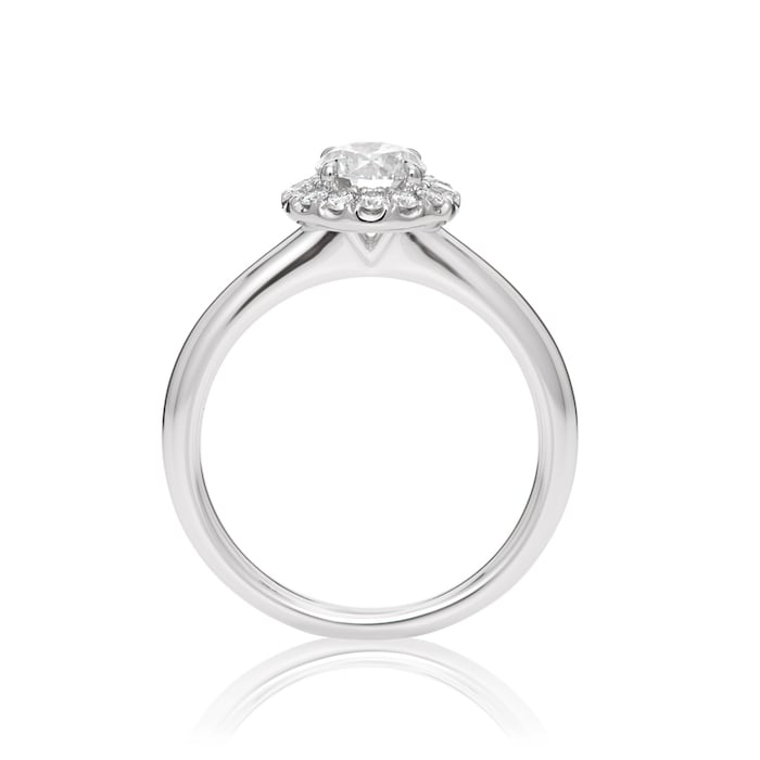Mayors Platinum 0.75ct Round Halo Engagement Ring - Ring Size 4