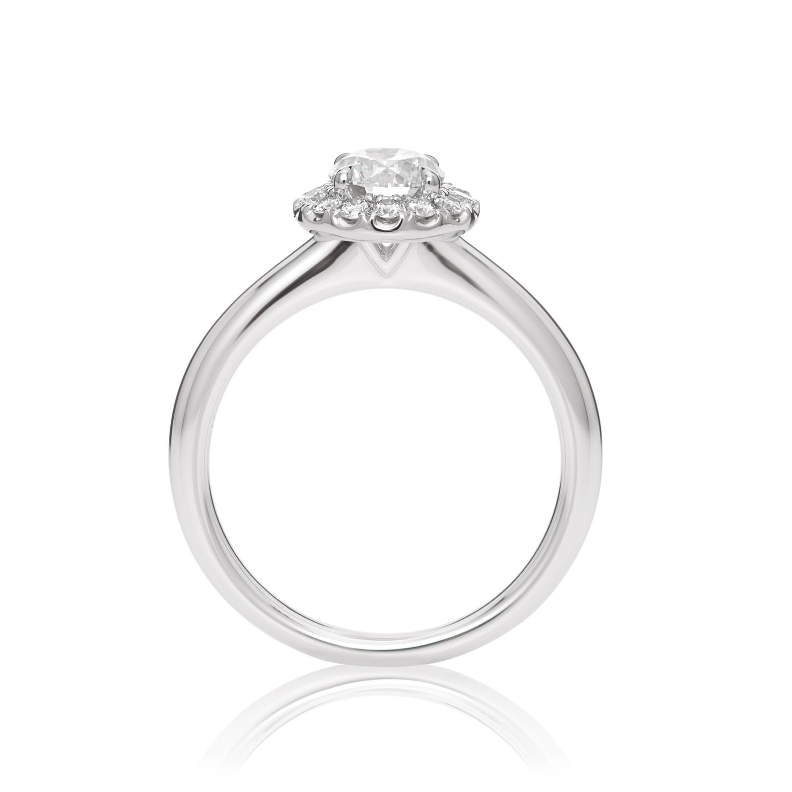 Mayors Platinum 0.75ct Round Halo Engagement Ring - Ring Size 7
