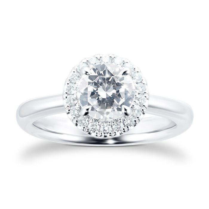 Mayors Platinum 1.45ct Round Halo Engagement Ring (H/SI1)