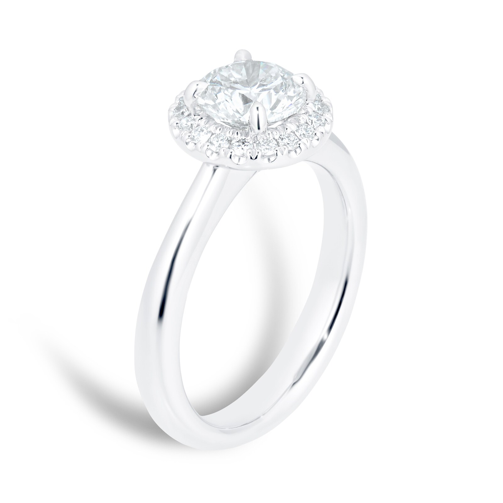 Mayors Platinum 1.45ct Round Halo Engagement Ring - Ring Size 4