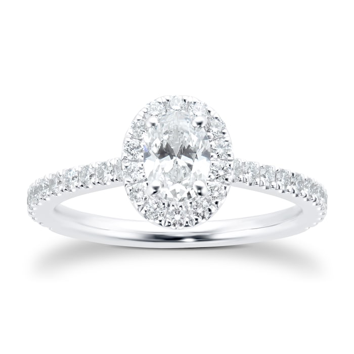 Mayors Platinum 0.92ct Oval Halo Engagement Ring (H/SI1)