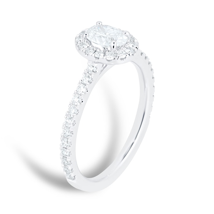 Mayors Platinum 0.92ct Oval Halo Engagement Ring (H/SI1)
