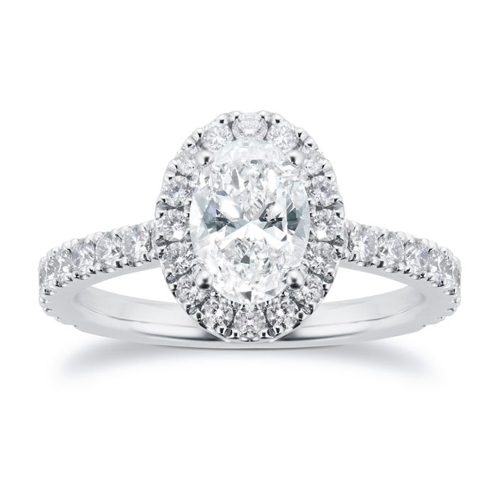 Mayors Platinum 1.66ct Oval Halo Engagement Ring (H/SI1)