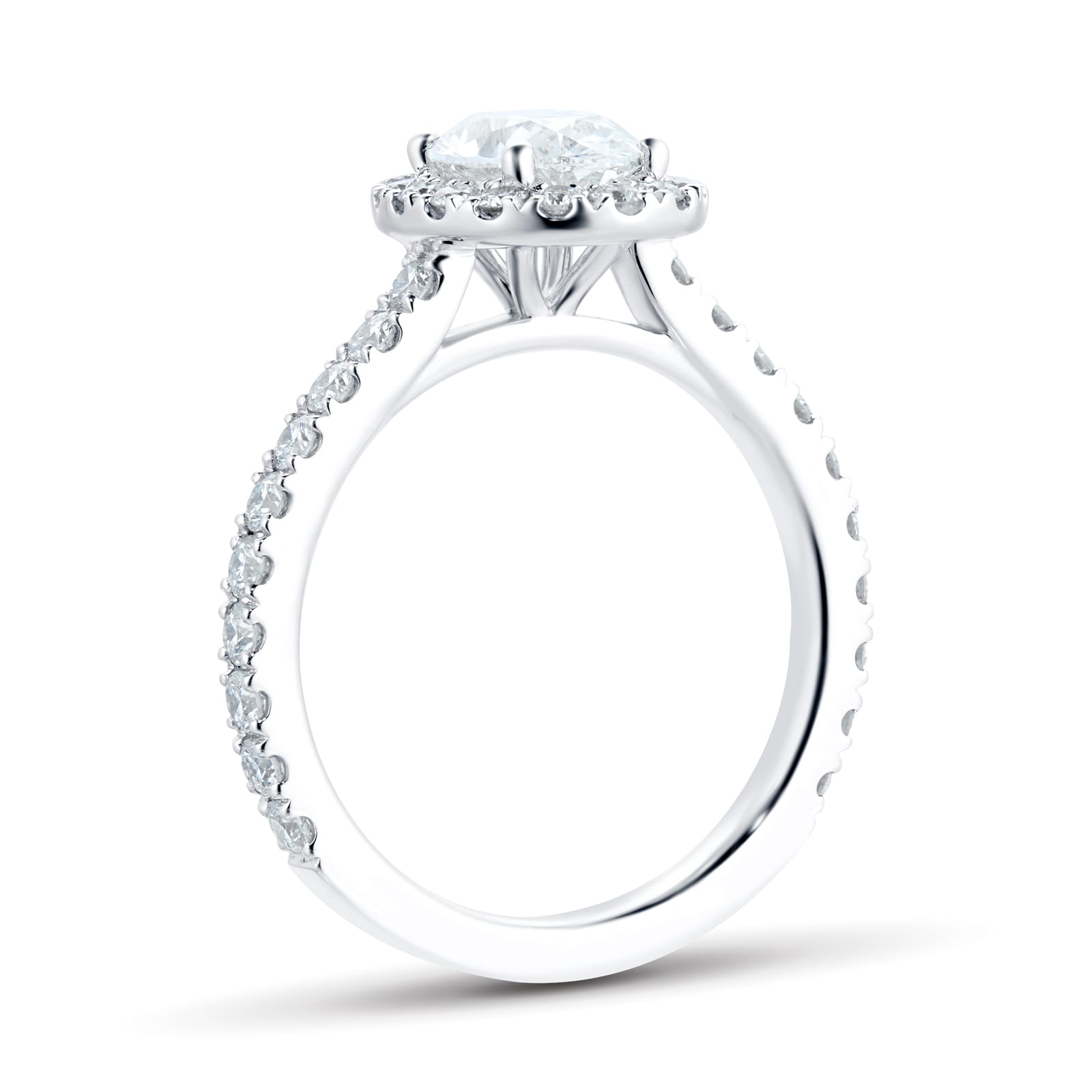 Mayors Platinum 1.66ct Oval Halo Engagement Ring - Ring Size 5.5