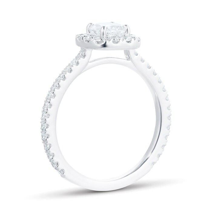 Mayors Platinum 1.00ct Cushion Halo Engagement Ring - Ring Size 4