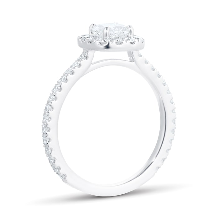 Mayors Platinum 1.00ct Cushion Halo Engagement Ring (H/SI1)