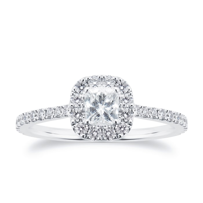 Mayors Platinum 1.25ct Cushion Halo Engagement Ring (H/SI1)
