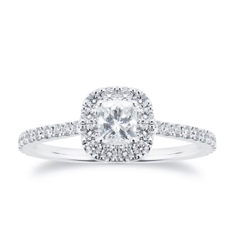 Mayors Platinum 1.25ct Cushion Halo Engagement Ring (H/SI1) Mayors Platinum 1.25ct Cushion Halo Engagement Ring (H/SI1)