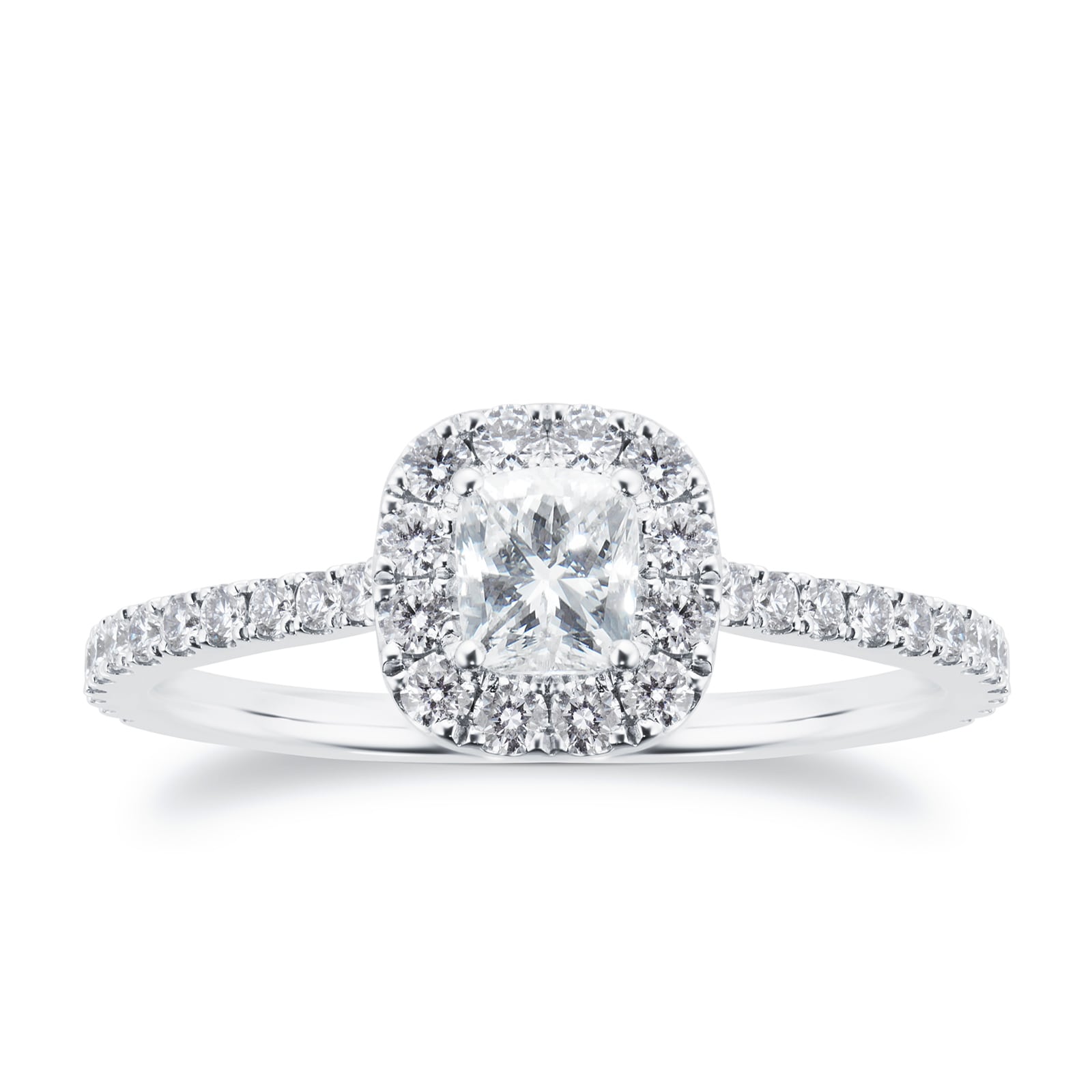 Mayors Platinum 1.25ct Cushion Halo Engagement Ring (H/SI1)