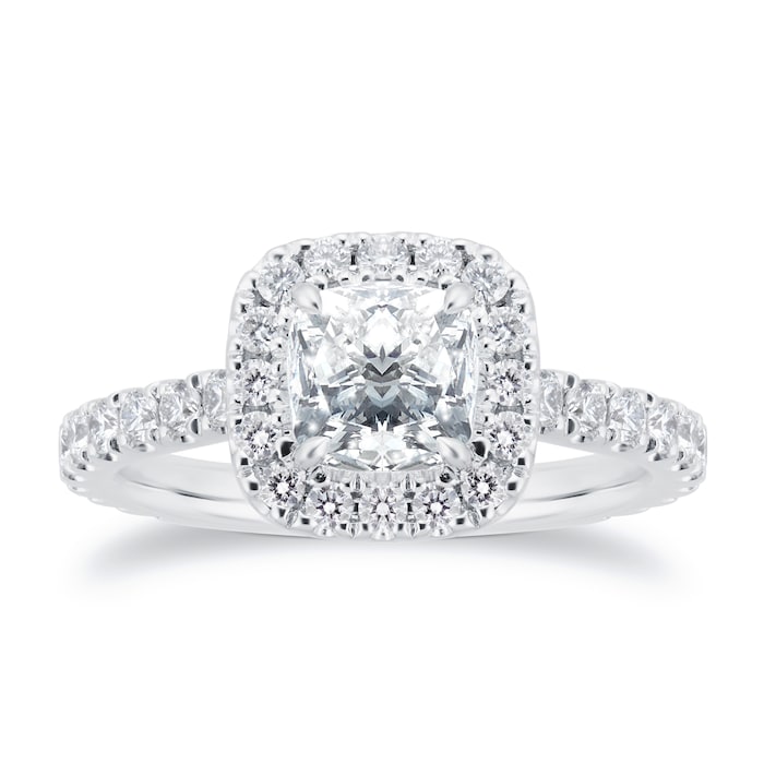 Mayors Platinum 2.00ct Cushion Halo Engagement Ring - Ring Size 4