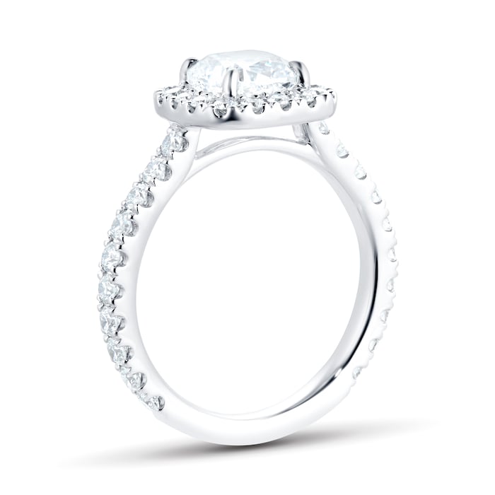 Mayors Platinum 2.00ct Cushion Halo Engagement Ring - Ring Size 4.5