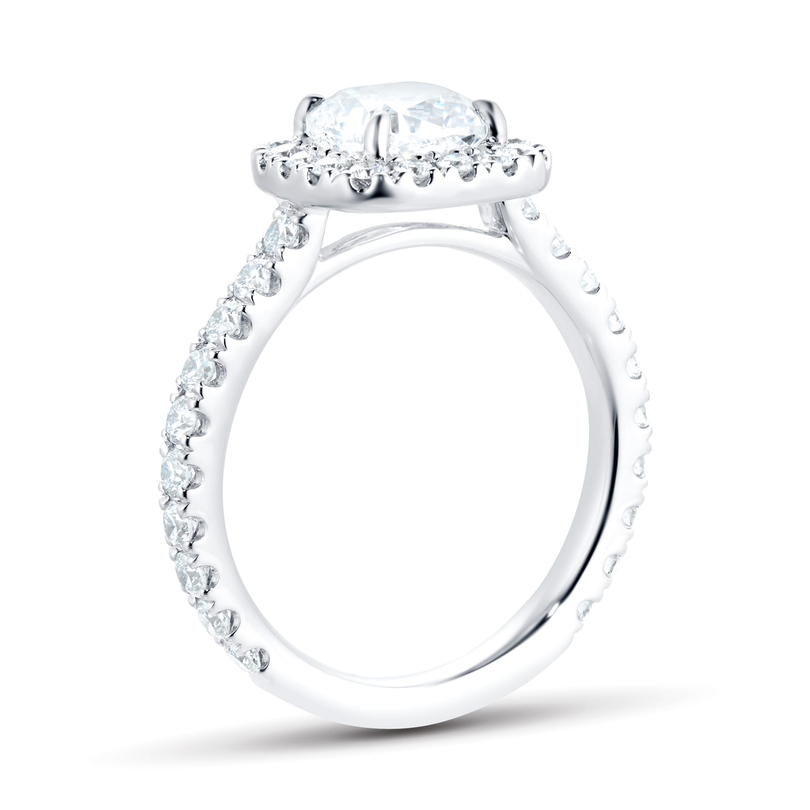 Mayors Platinum 2.00ct Cushion Halo Engagement Ring - Ring Size 6.5