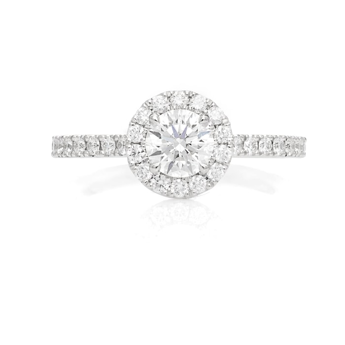 Mayors Platinum 0.95ct Round Halo Engagement Ring (H/SI1)