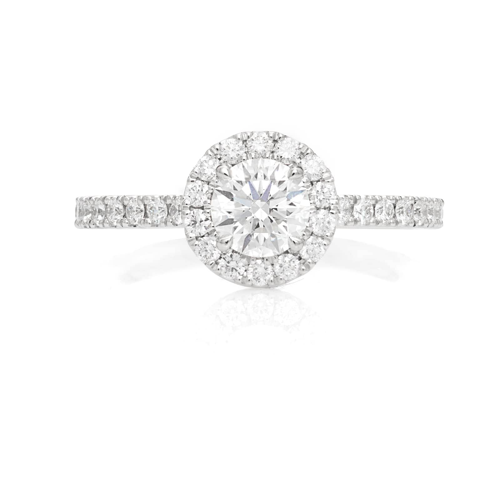 Mayors Platinum 0.95ct Round Halo Engagement Ring (H/SI1)