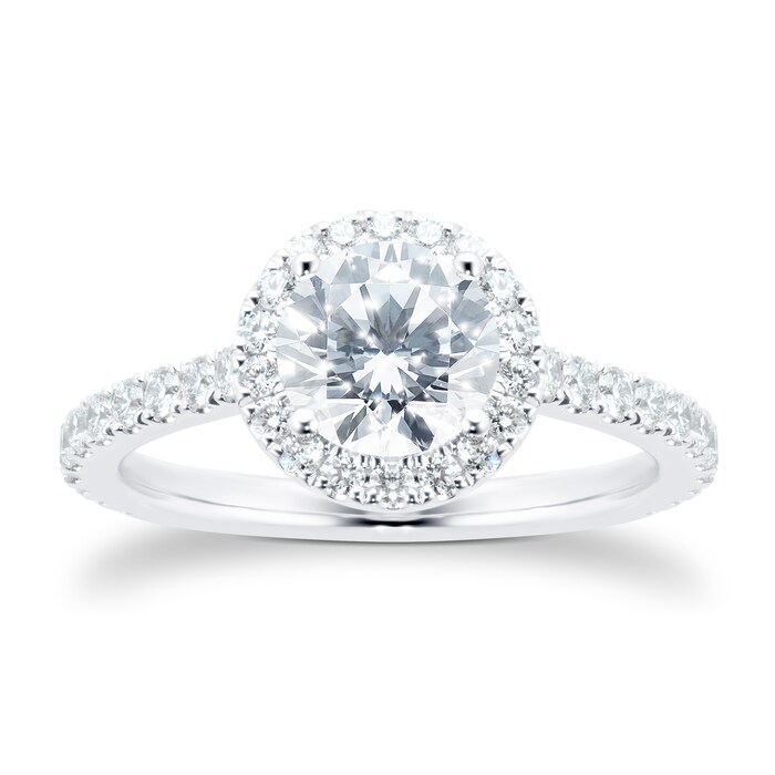 Mayors Platinum 1.71ct Round Halo Engagement Ring (H/SI1)