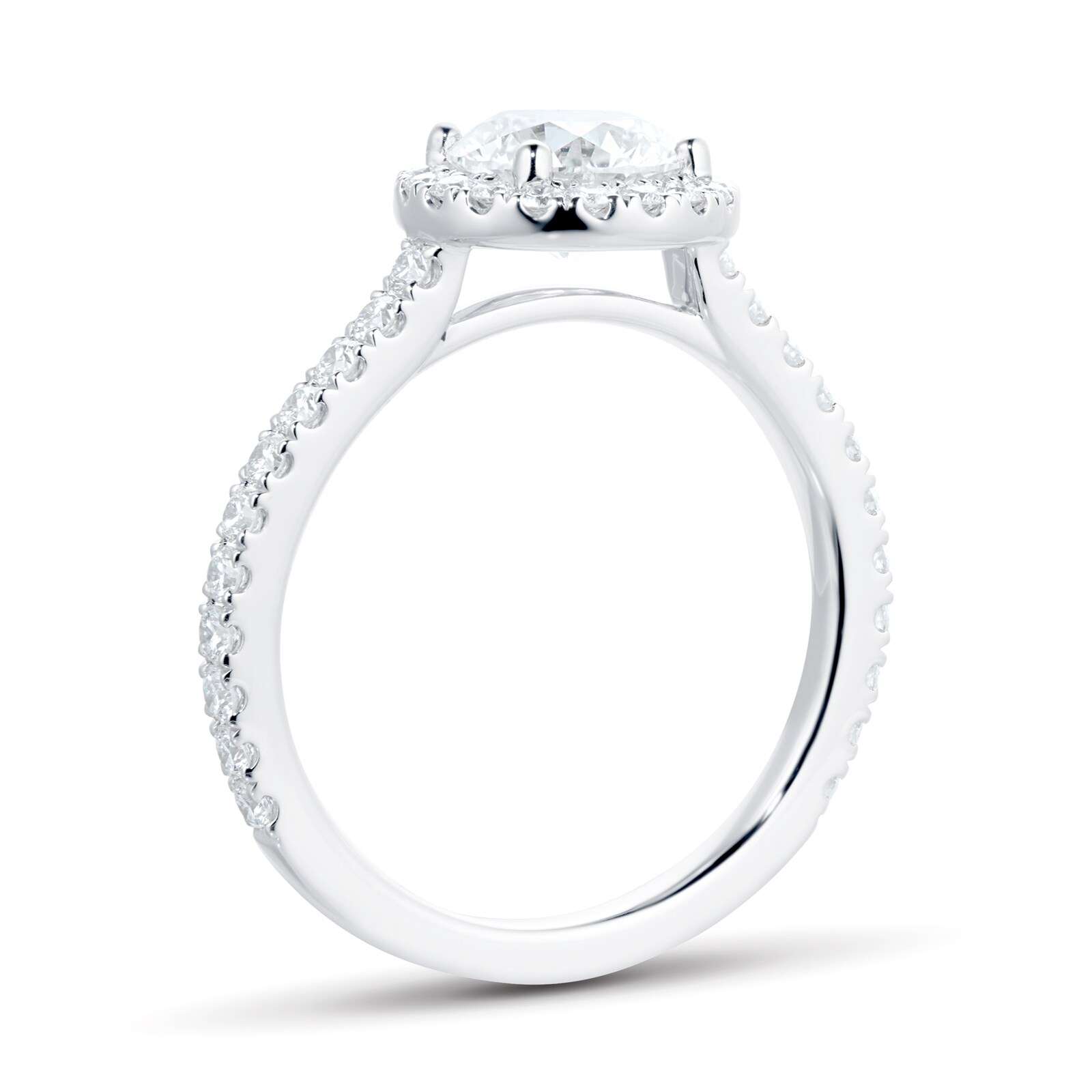 Mayors Platinum 1.71ct Round Halo Engagement Ring - Ring Size 5.5