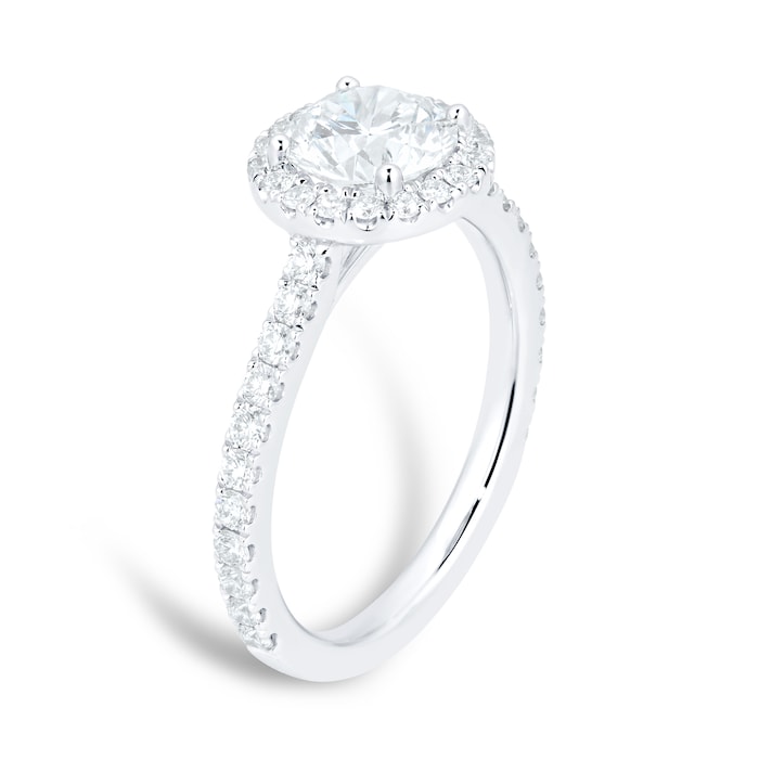 Mayors Platinum 1.71ct Round Halo Engagement Ring (H/SI1)