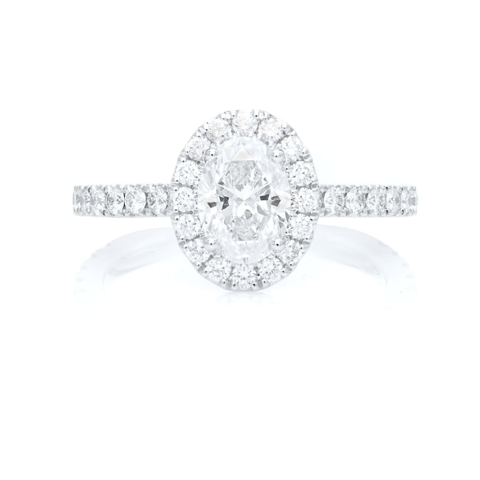 Mayors Platinum 1.23ct Oval Halo Engagement Ring (F/SI1)