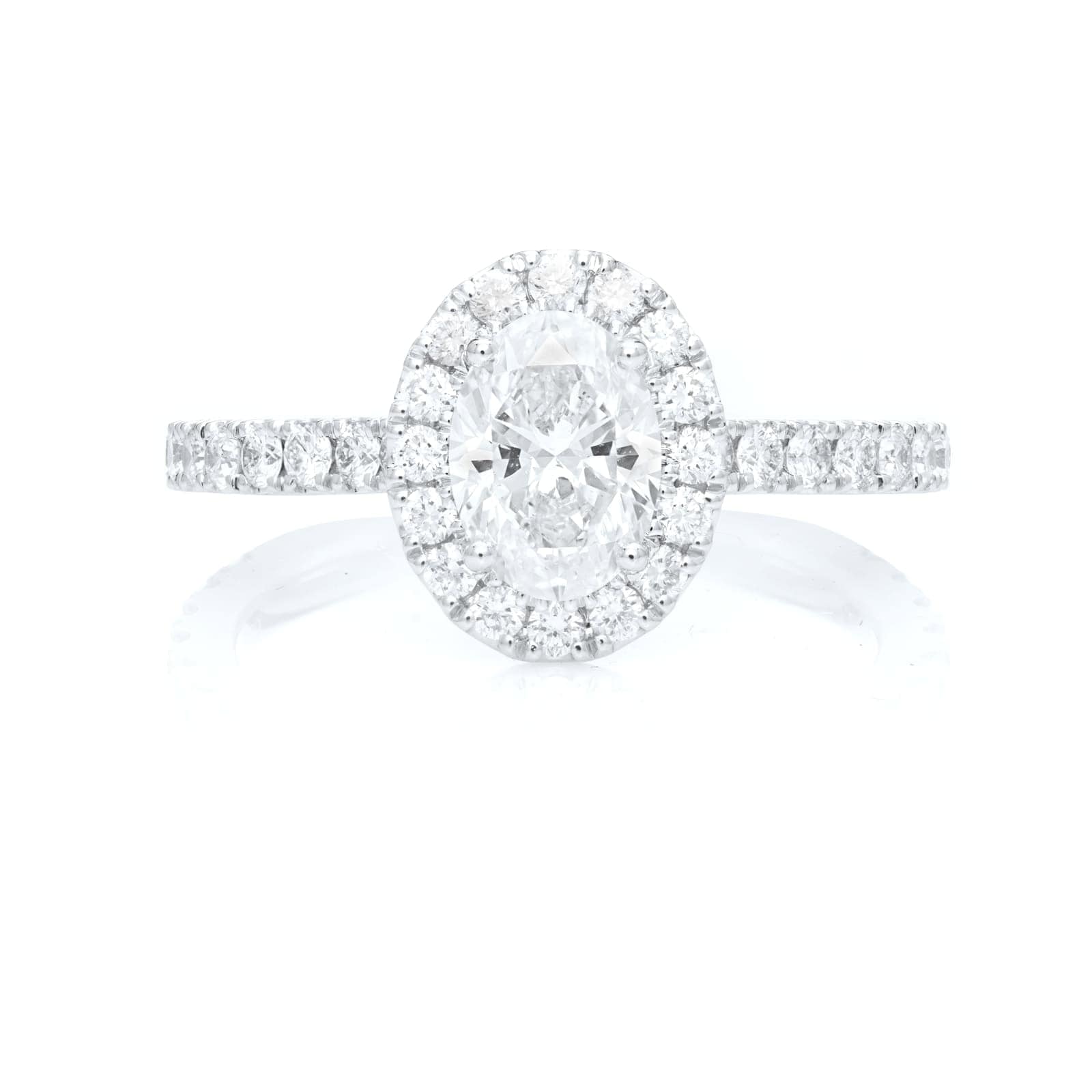Mayors Platinum 1.23ct Oval Halo Engagement Ring - Ring Size 5