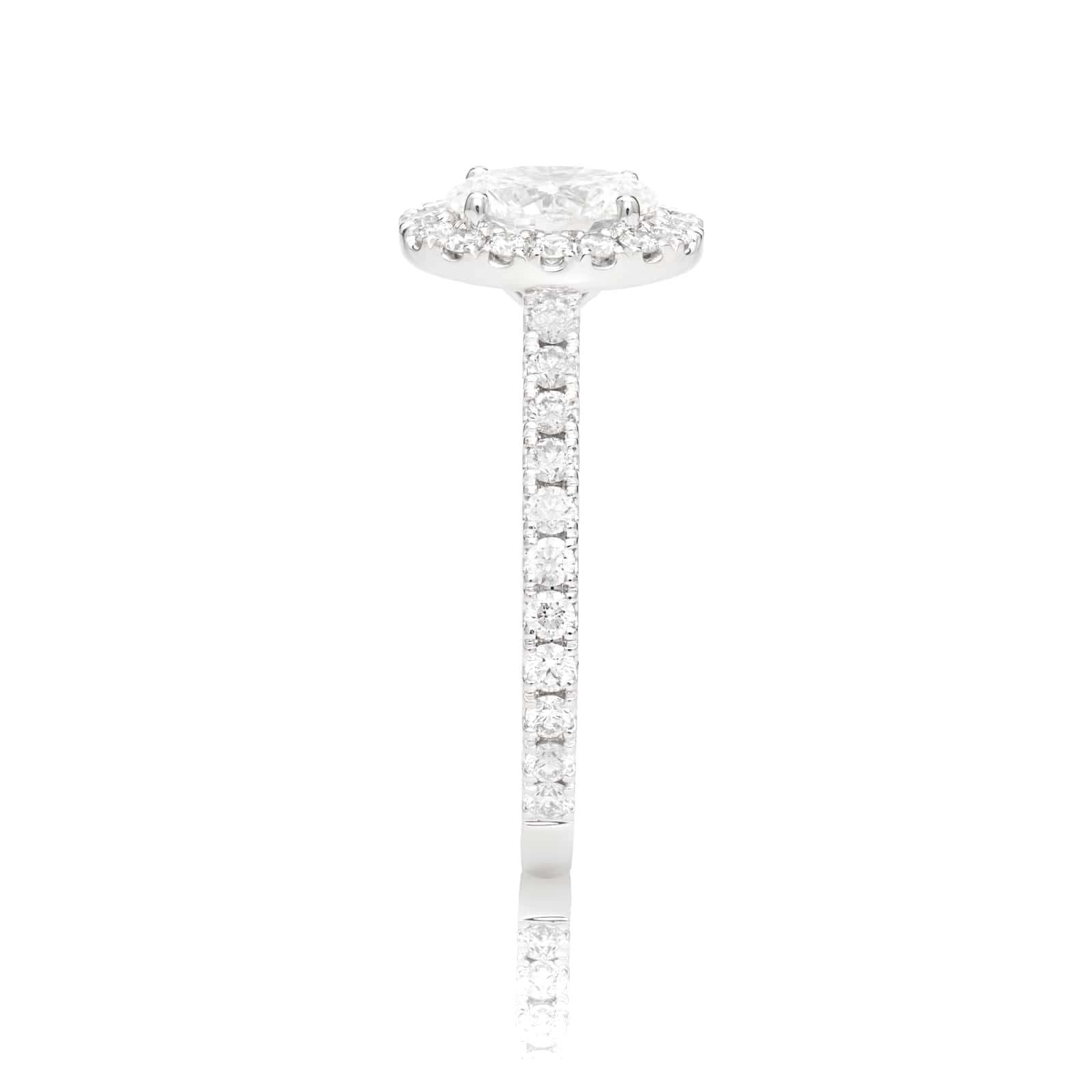 Mayors Platinum 1.23ct Oval Halo Engagement Ring - Ring Size 5