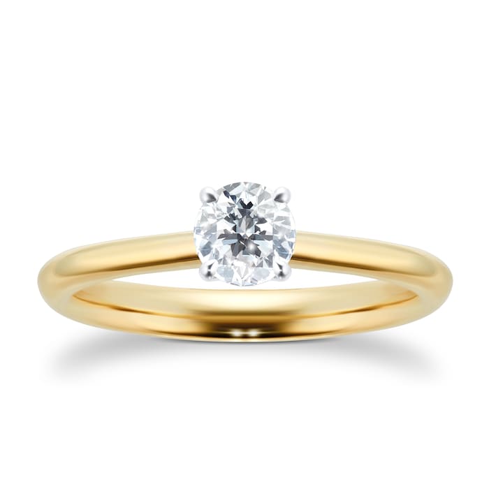 Mayors 18k Yellow Gold 0.50ct 4 Prong Solitaire Engagement Ring