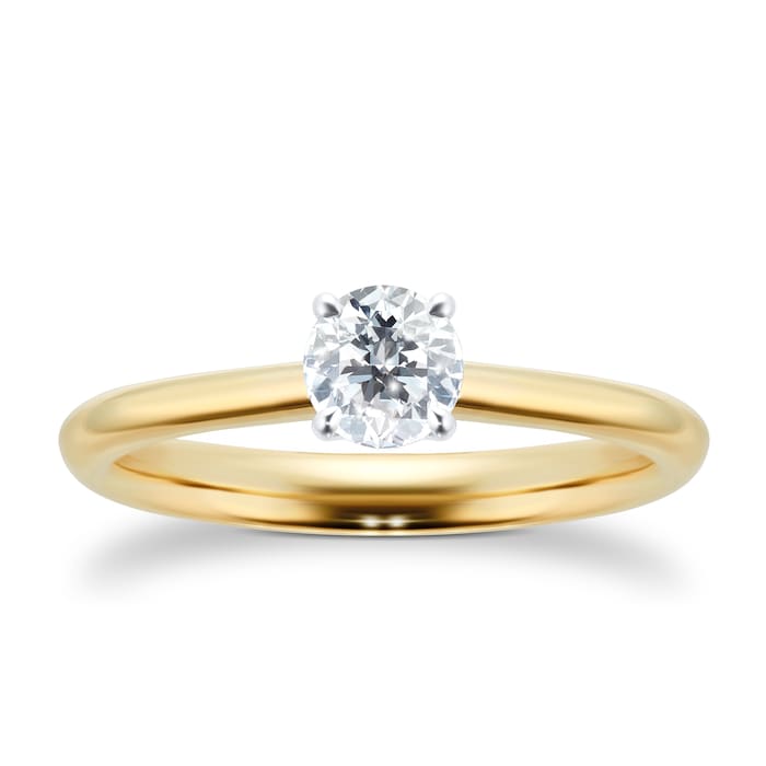 Mayors 18k Yellow Gold 0.52ct 4 Prong Solitaire Engagement Ring