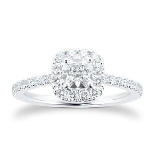 Mayors Platinum 0.98cttw Cushion Single Halo Engagement Ring