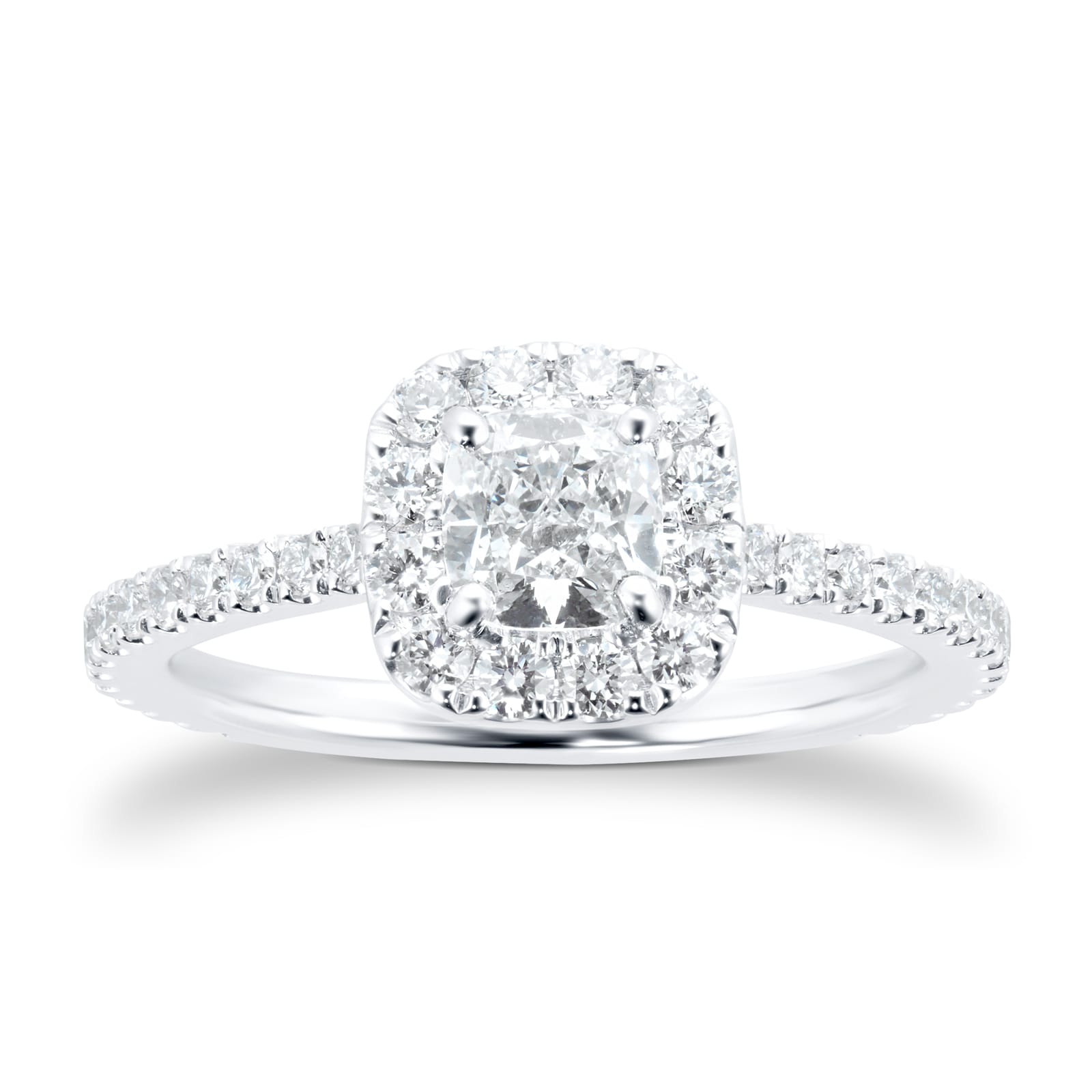 Mayors Platinum 0.98cttw Cushion Single Halo Engagement Ring