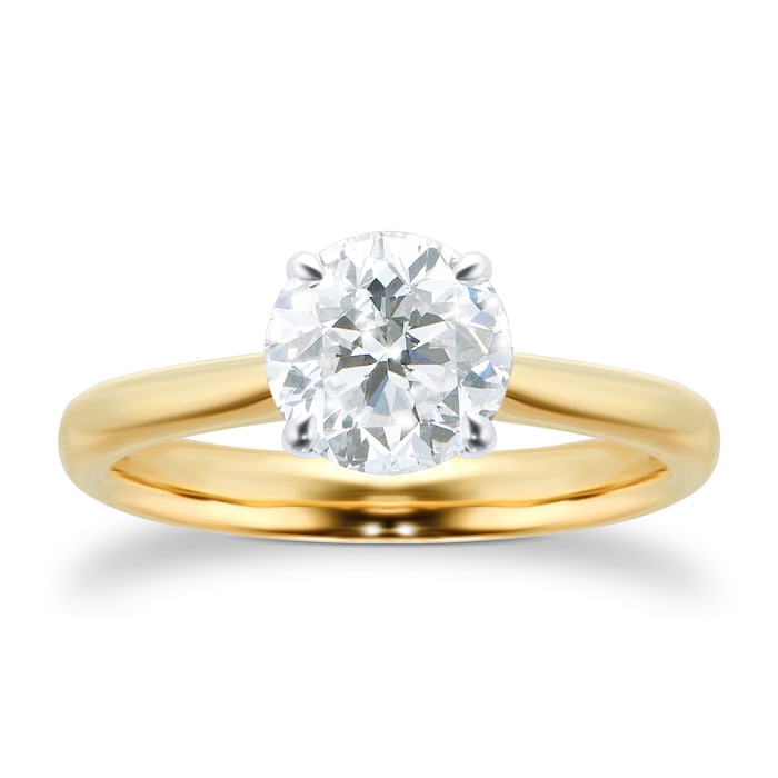 Mayors 18k Yellow Gold 1.51ct Round 4 Prong Solitaire Engagement Ring