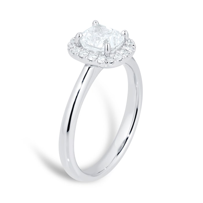 Mayors Platinum 1.73ct Cushion Halo Engagement Ring (H/SI1)