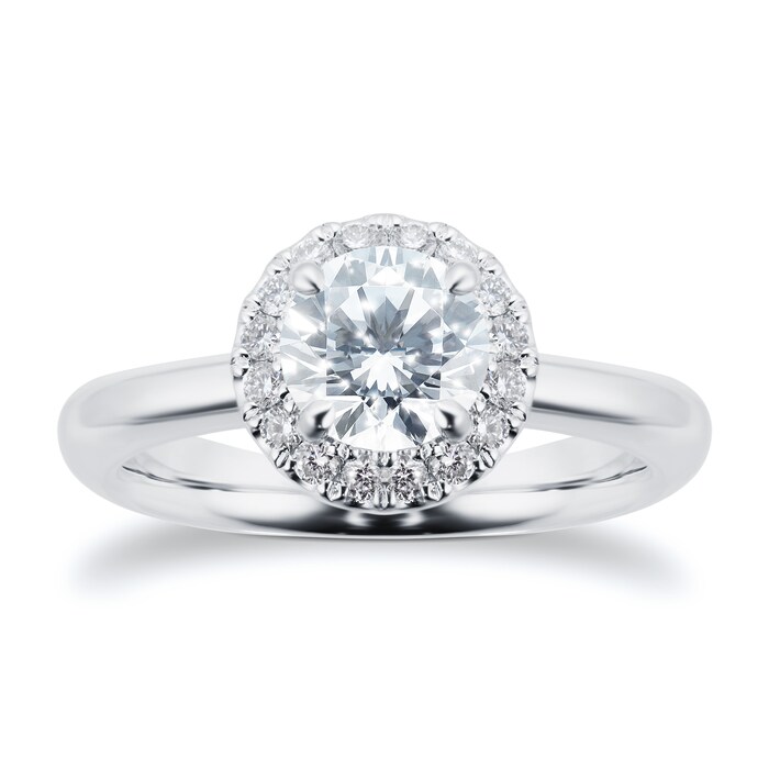 Mayors Platinum 1.07ct Round Halo Engagement Ring (H/SI1)