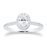 Mayors Platinum 0.96ct Oval Halo Engagement Ring (H/SI1)