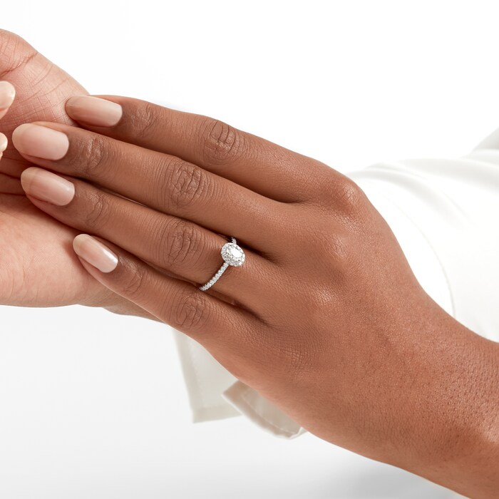 Mayors Platinum 0.96ct Oval Halo Engagement Ring (H/SI1)