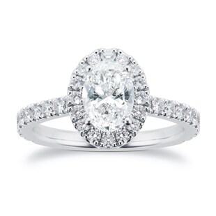 Mayors Platinum 1.63ct Oval Halo Engagement Ring (H/SI1)
