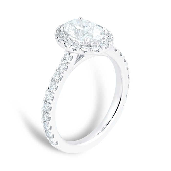 Mayors Platinum 1.63ct Oval Halo Engagement Ring (H/SI1)