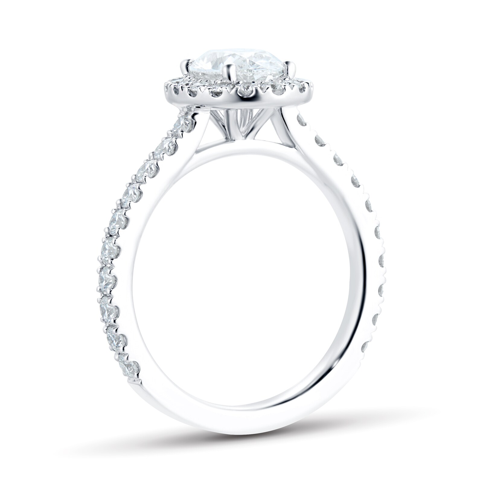 Mayors Platinum 1.59cttw Oval Single Halo Engagement Ring