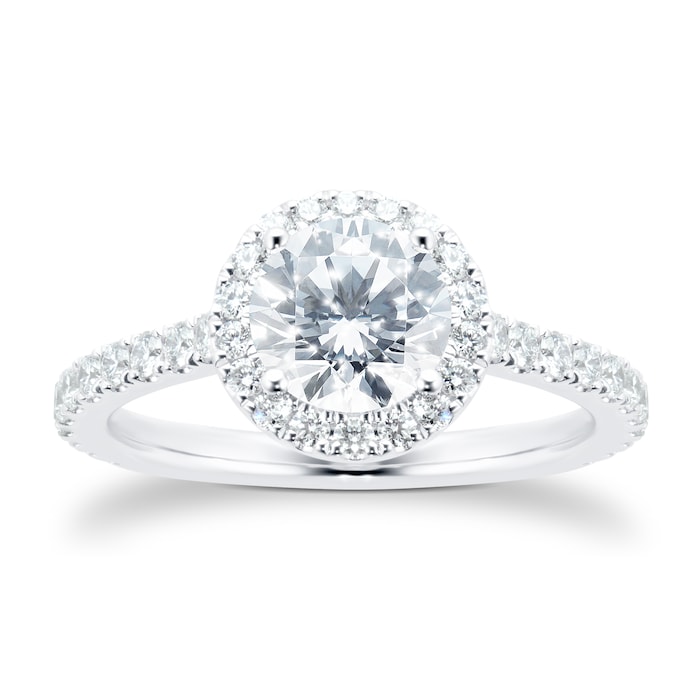 Mayors Platinum 1.85cttw Round Single Halo Engagement Ring