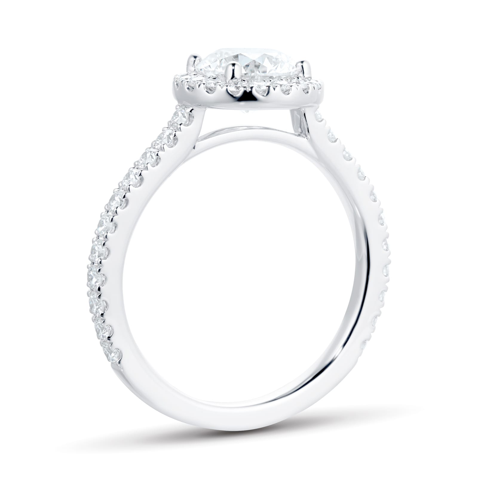 Mayors Platinum 1.85cttw Round Single Halo Engagement Ring - Ring Size 8