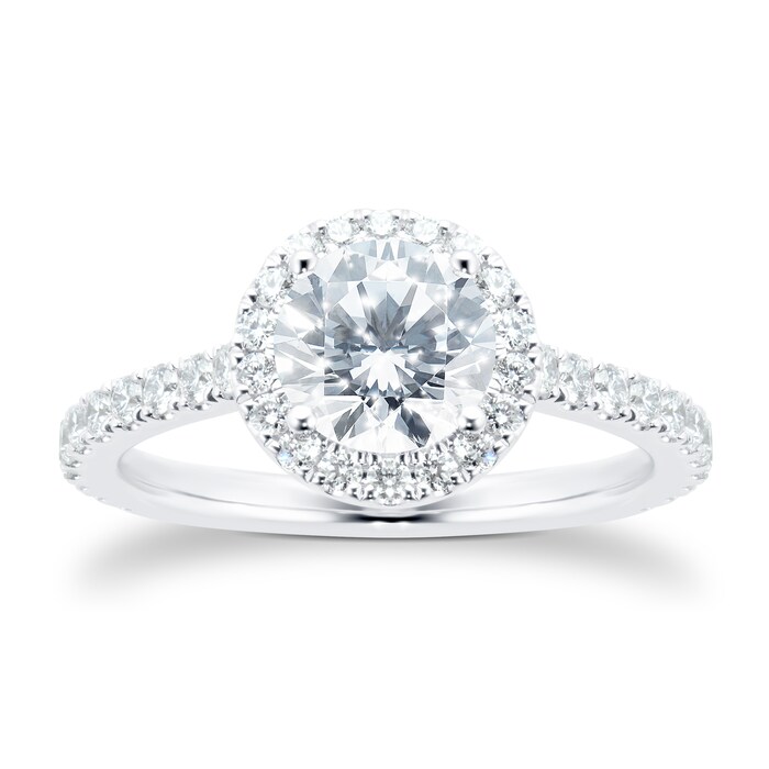 Mayors Platinum 1.69cttw Round Single Halo Engagement Ring - Ring Size 4.5